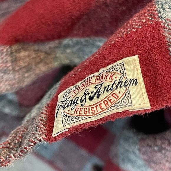 FLAG & ANTHEM Shirt Men’s 2XL Red Gray Checkered Harrells Flannel Long Sleeve - Picture 11 of 15